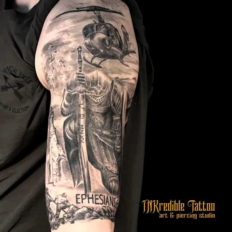 Sleeve cu sabie și inscripție
